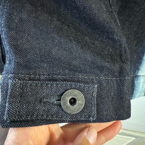 Issey Miyake Men Line Print Denim Jacket Striped Indigo Blue Casual Size 3 - Picture 6 of 8